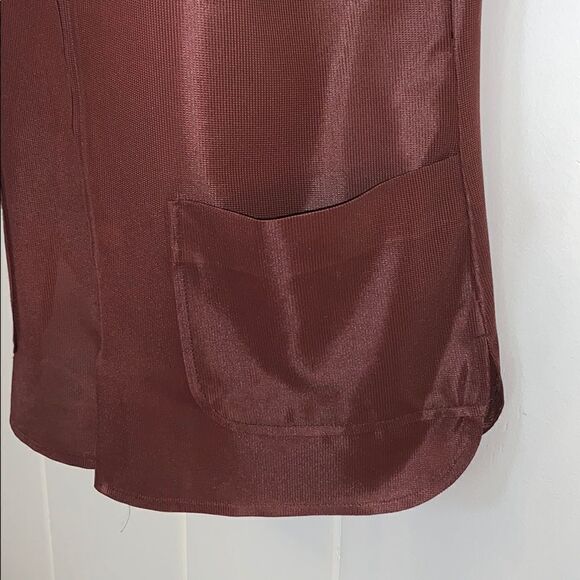 Vtg 70s brown & white polyester zip up uni… - Picture 3 of 7